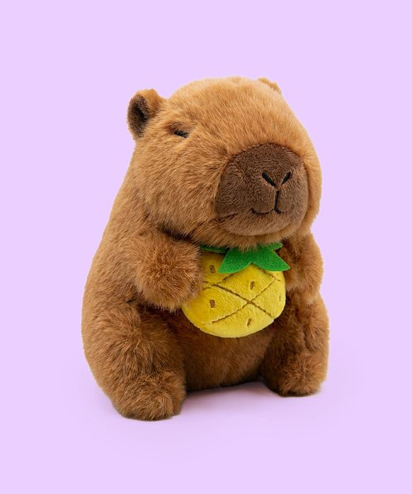 Плюшена играчка Капибара с плод 25см, плюшени Capybara fruit plush toy