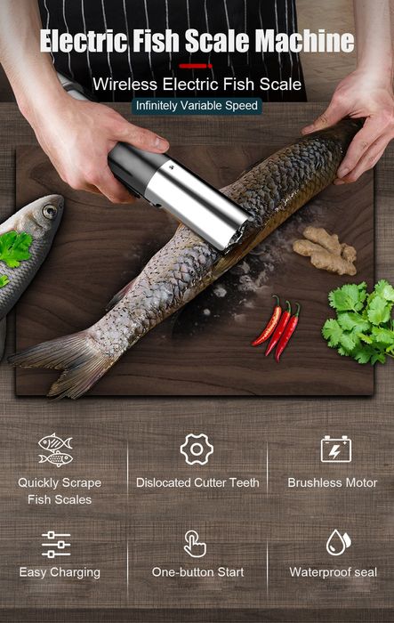 Безжичен професионален уред за чистване на риба, машинка за почистване