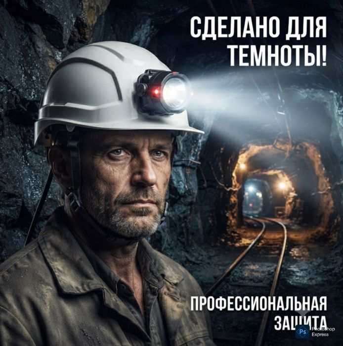 Каска защитная шахтёрская А́АА класс с фонариком