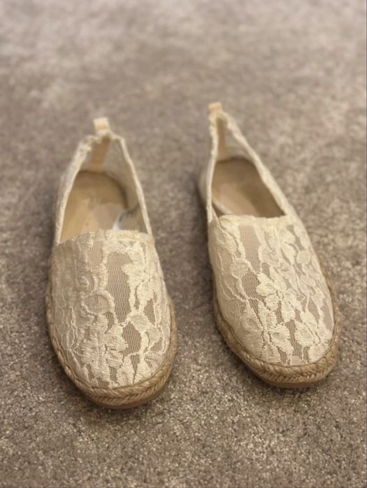 Espadrile dantelă H&M, crem – slip-on