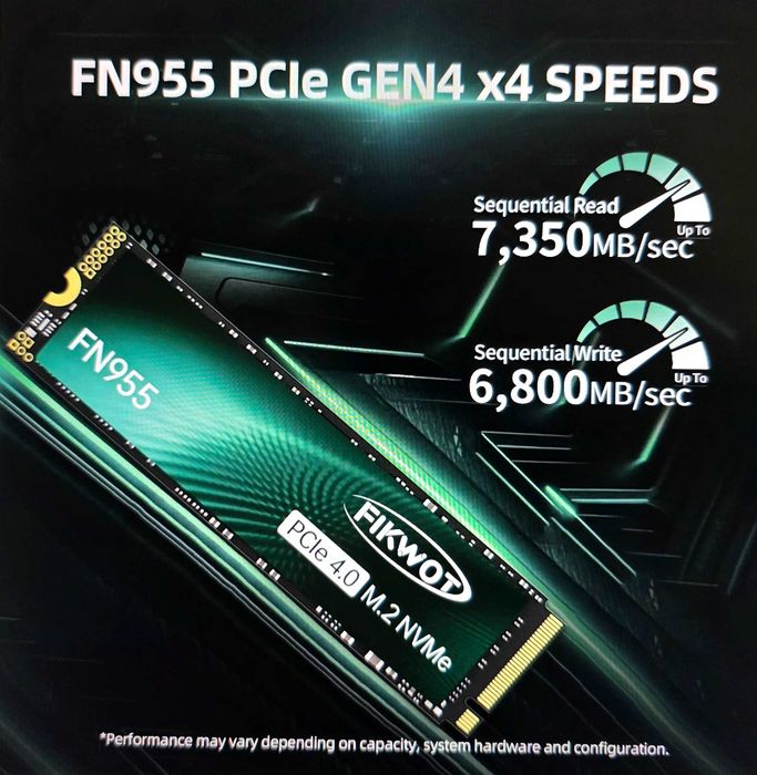 M.2 NVMe Fikwot FN955 M.2 2280 SSD PCIe Gen4 x4,  7300MB/s și 6300MB/s