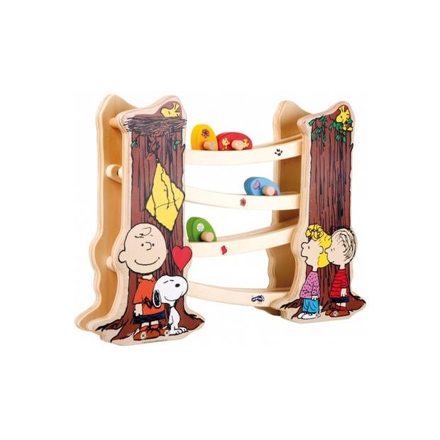 Дървена играчка Монтесори Писта с топки Charlie Brown Snoopy коли част