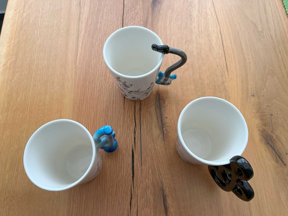 3бр. чаши с дръжки във формата на музикални инструменти