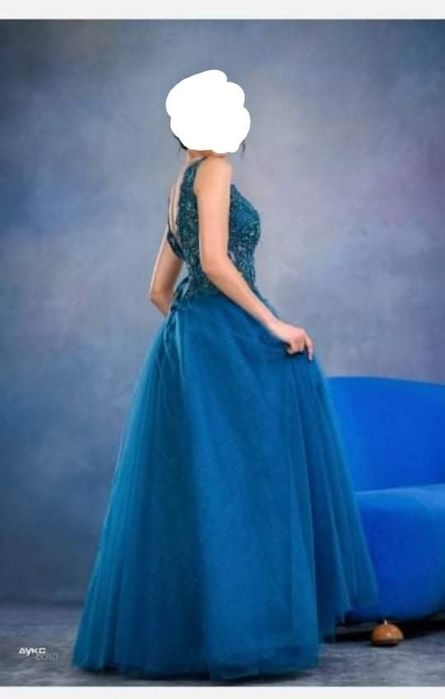 Синьо-зелена Бална Рокля