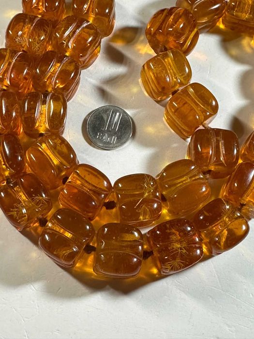 COLIER CHIHLIMBAR Natural + AUR 18K (5g.) - AMBRA - Sculptat - Vintage