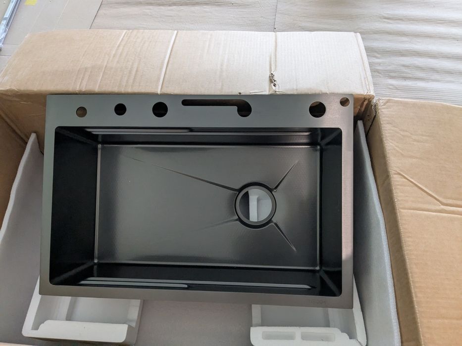 Луксозна Многофункционална Кухненска Мивка тип  Водопад, Черен мат