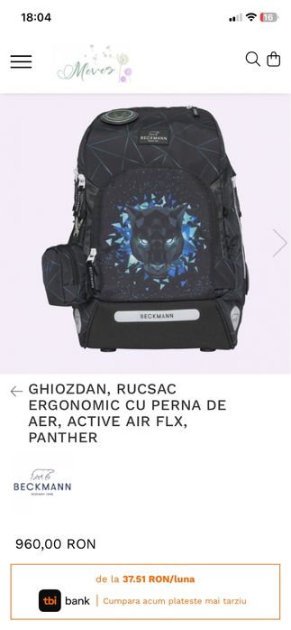 rucsac/ghiozdan  cu perna de aer beckmann