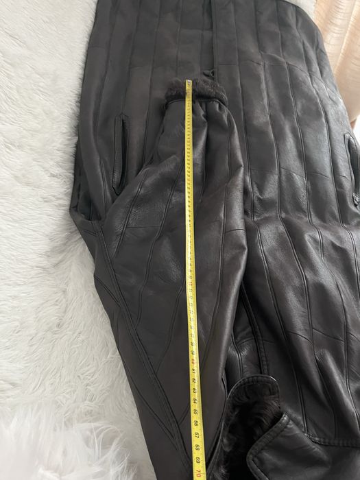 Palton lung din piele naturală cu blană naturală hand made