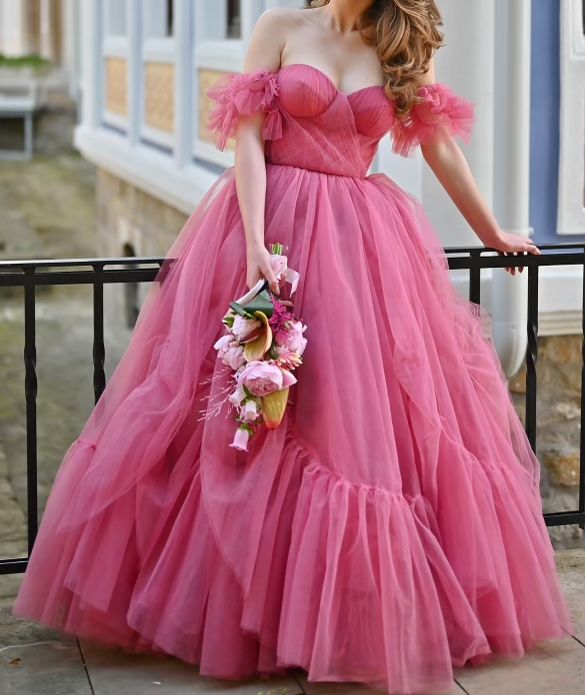 Бална рокля Tarik Ediz SOLEIL DARK ROSE DRESS