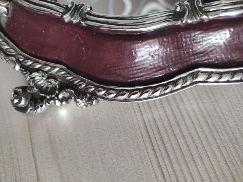 Разнос зеркальный, мельхиоровый рисунок