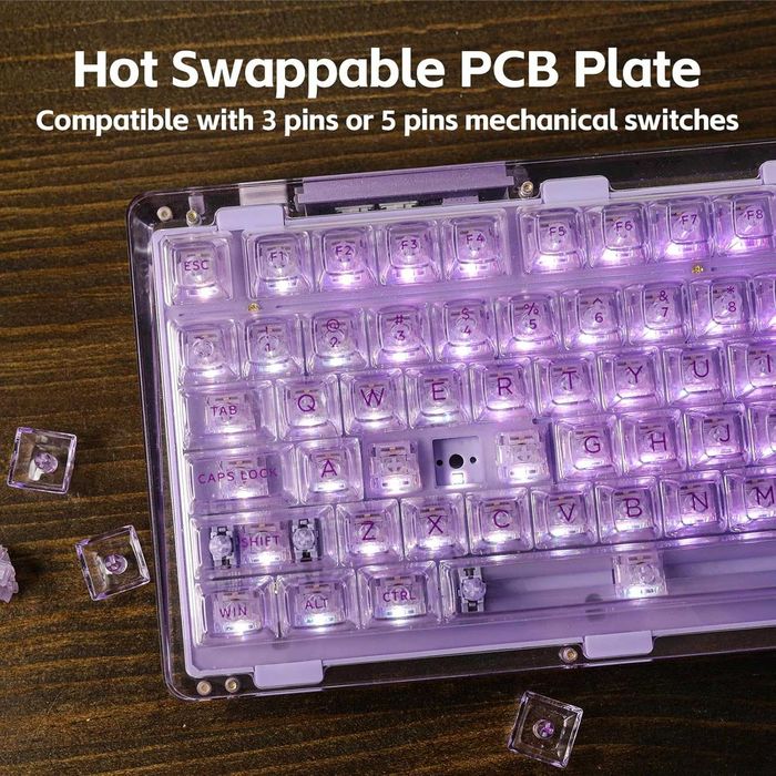 Геймърска механична клавиатура KiiBoom Phantom 81 V2 прозрачна RGB