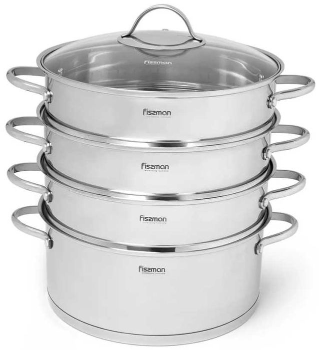 Мантоварка 9 л, Fissman нержавеющая сталь, количество ярусов 3