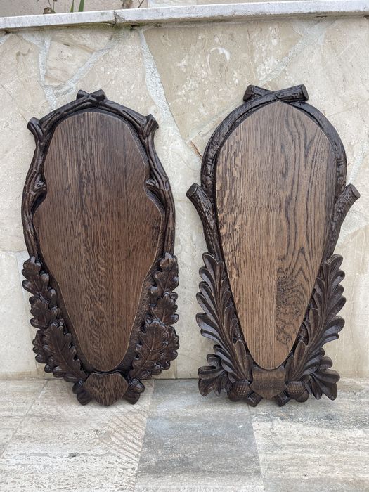 Panoplie trofeu vanatoare  suport coarne tap caprior mistret cerb plac