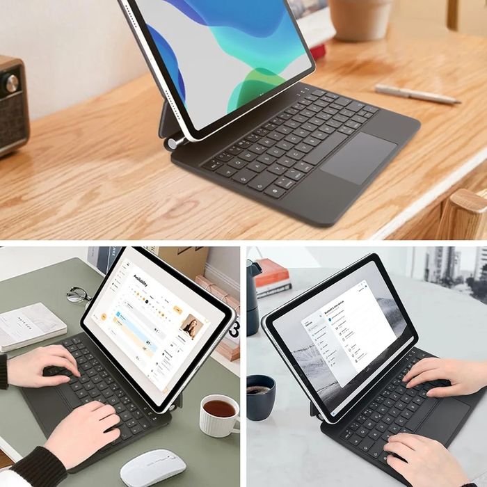 Tastatura Rii Air cu touchpad, Bluetooth si prindere magnetica pentru iPad Pro 11 si iPad Air 6/5/4.