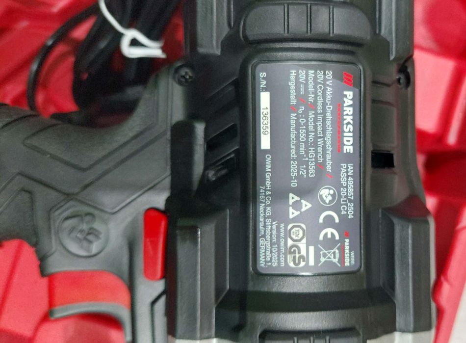 Pistol de impact tangential Parkside Performance 20V,cuplu 1898 nm,Nou