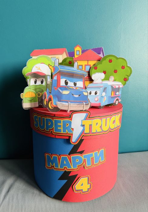 Картонена торта кутия Патрулиращи коли Супер камион Super Truck