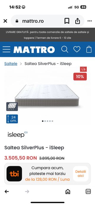 Saltea de pat 180/200