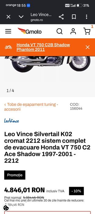 Evacuare honda shadow vt750