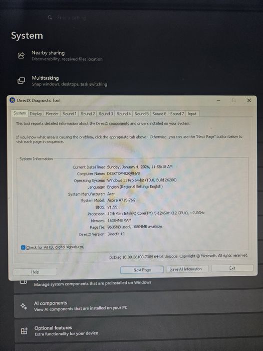 Laptop Gaming Acer Aspire 7 , I5 12450 , RTX 3050 , 16GB RAM