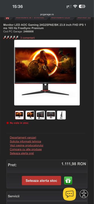 Monitor AOC 165 hz gaming