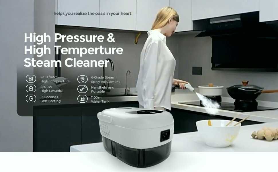 Нова Парочистачка TOBI, Преносима, 2500 W, 6 скорости, 7 накрайника