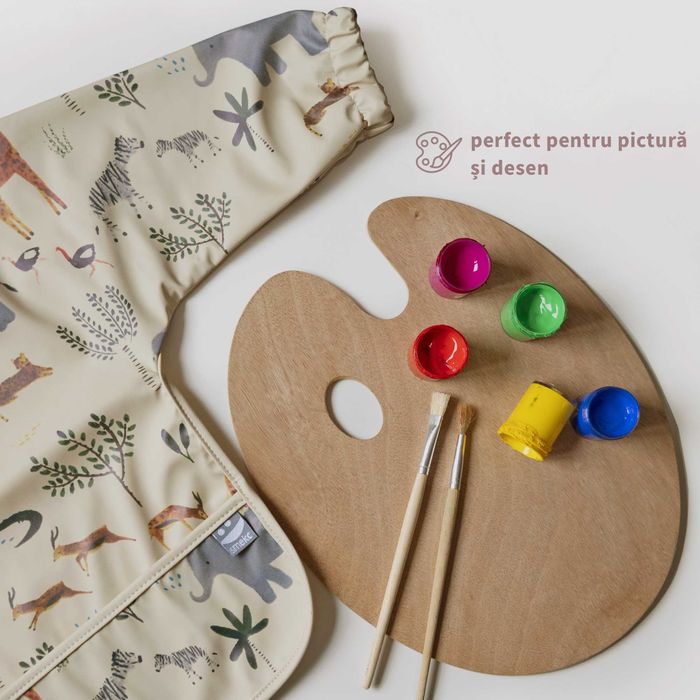 Baveta impermeabila cu maneci lungi pentru copii, Smekc, 6-24 luni