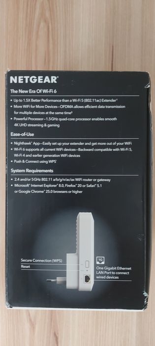 Extender WI-fI Netgear 4-stream WiFi Mesh Extender AX1800, wifi 6.