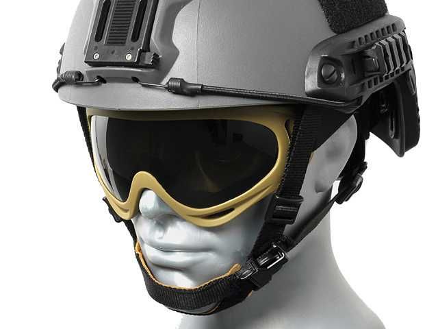 Ochelari Tactici Protectie Airsoft PJ V2 TAN Lentile Policarbonat Inchis