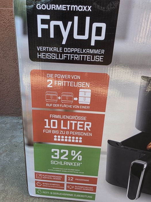 Friteuza Cu Aer Cald cu Camera Dubla Gourmetmaxx Fryup 10 Litri Nouă