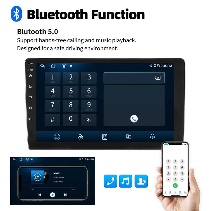 9” 2-DIN мултимедия с Android 14, 4G/LTE, RDS, 6/128GB