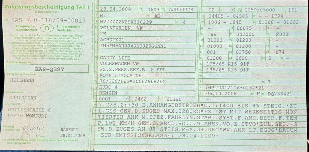 VW Caddy 2009 Benzina