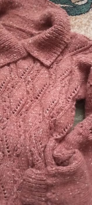 Pulover lână 100, %, plămânii, lung lucrat manual