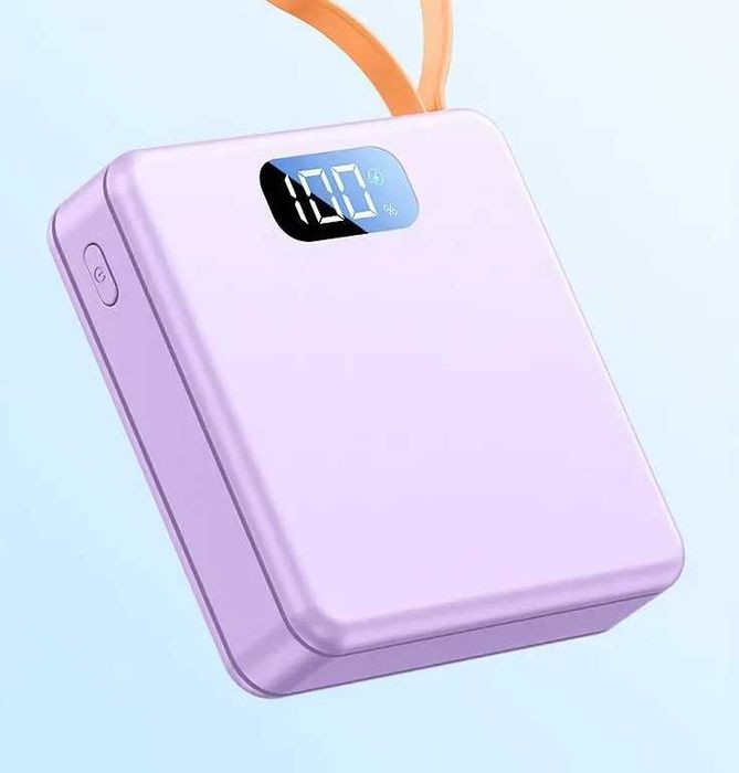 DPLUS 10000mAh Външна Батерия Power Bank Вграден Кабел Type C Дисплей