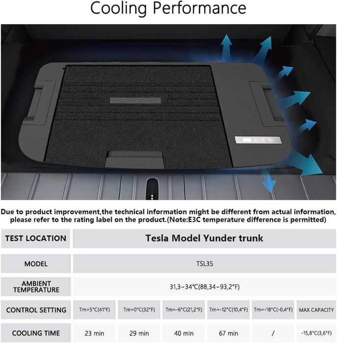 Frigider auto portabil cu compresor Alpicool TSL35, 35 l ,creat pentru Tesla Model Y