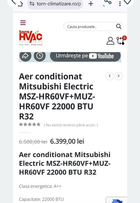 Aer conditionat/Pompa Caldura  Mitsubishi Electric MSZ-HR60VF 22000 BTU