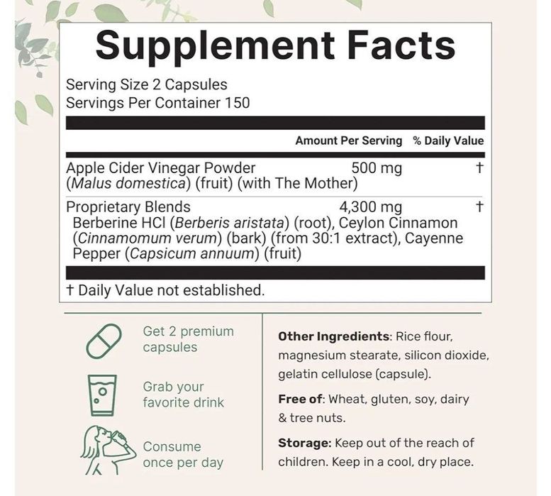 Apple cider vinegar, яблочный уксус, olma sirkasi, berberine, берберин
