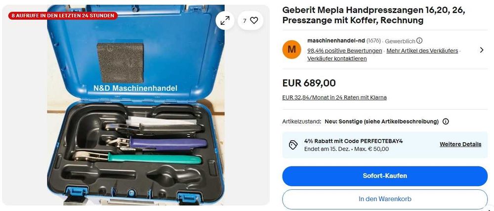 Geberit Mepla - Комплект ръчни преси за пресоване на фитинги / тръби