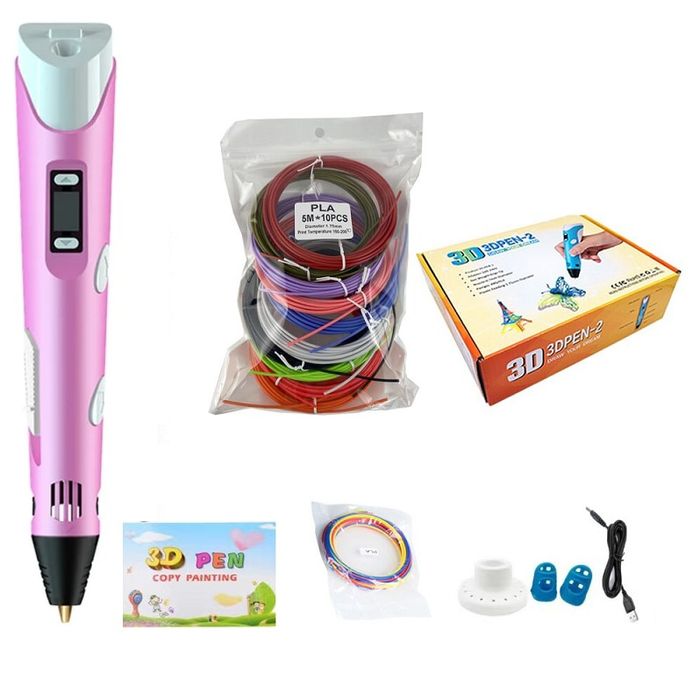 Детски 3D молив с LCD дисплей, включена нишка 50 м, защита за пръсти