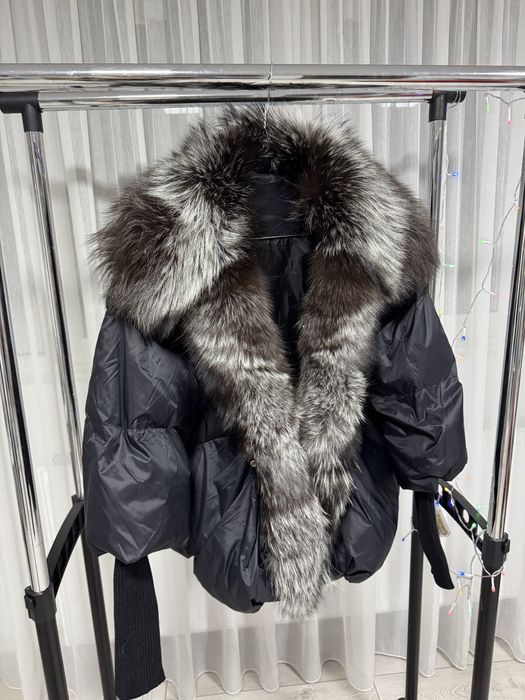 Geaca cu blana de vulpe naturala