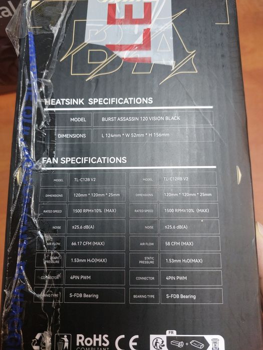 Okazie!Cooler procesor  120mm  cu display 2.4 inch customizabil ,negru ,Thermalright Burst Assasin 120 Vision ,open box,folosit,nu Progaming,1st playe