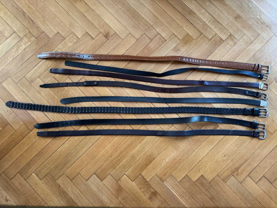 Сет от луксозни кожени дамски женски мъжки войнишки колани и тиранти