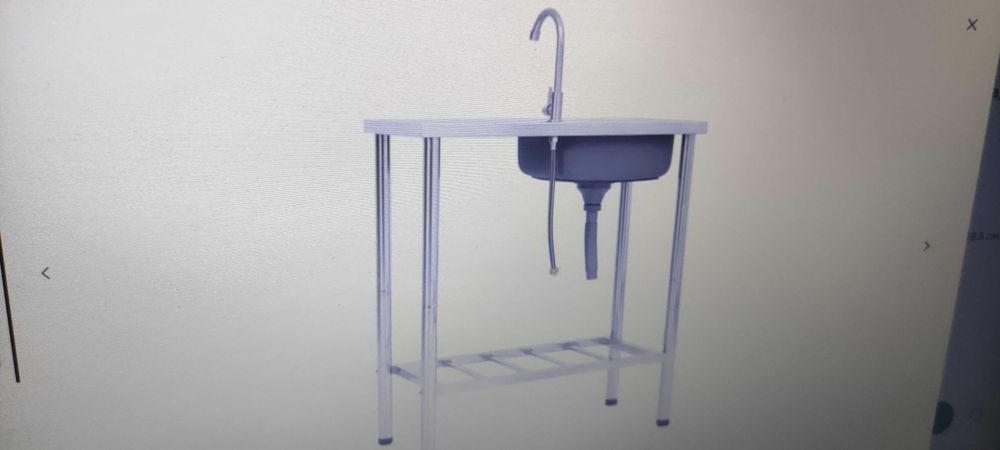 Къмпинг мивка, единична, с кран, неръждаема стомана