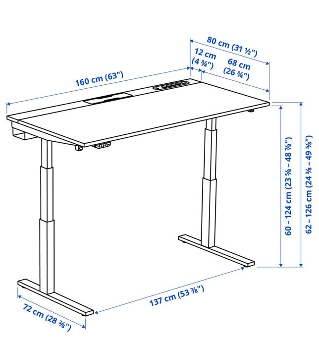 Birou Ikea MITTZON inaltime reglabila, elebtric, stare perfecta