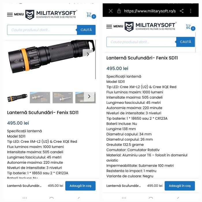 vand lanterna scufundari-subacvatica Flashlight Fenix SD11
