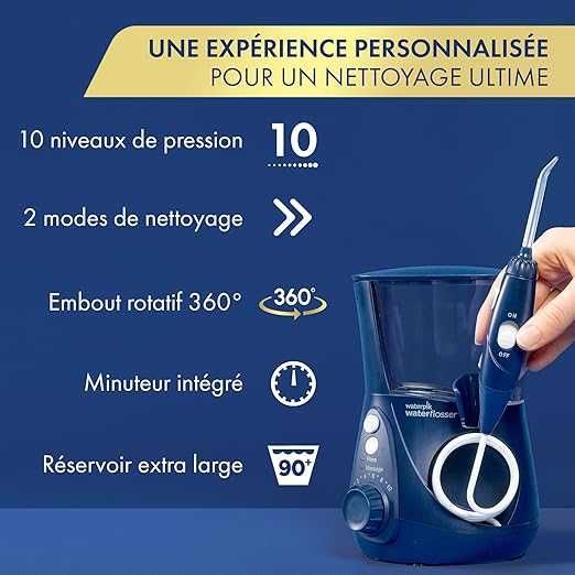 Професионален зъбен душ Waterpik WP-663EU иригатор, 7 накрайника и 10 нива