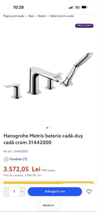 Hansgrohe Metris baterie cadă-duș cadă crom 31442000