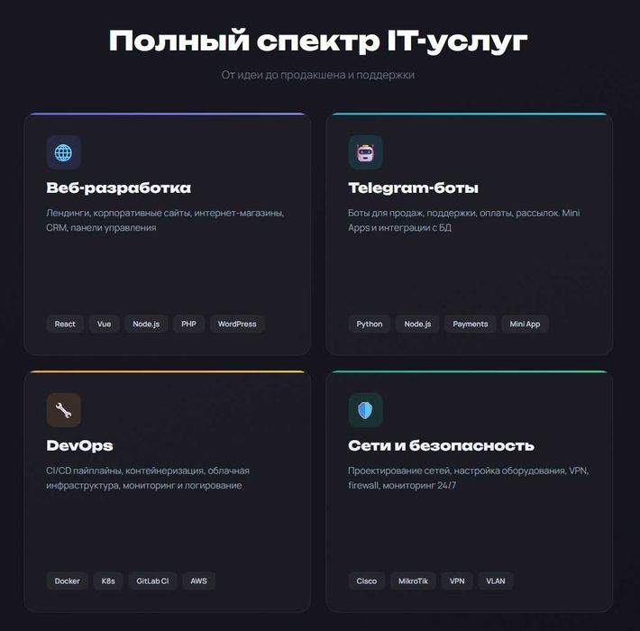 IT-услуги под ключ | Разработка · DevOps · Сети