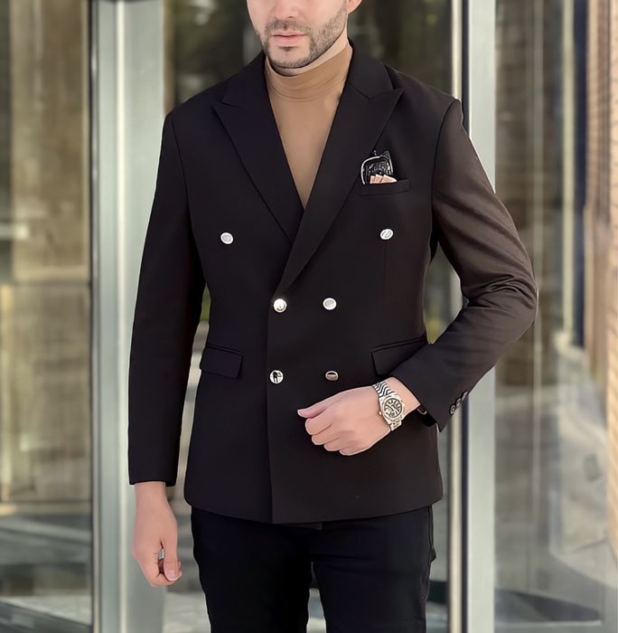 Пиджак Новый Двухбортный Темно синий