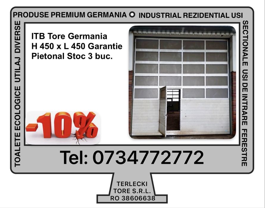 USA SECTIONALA INDUSTRIALA Poarta hala garaj H 450 X L 450 Garantie