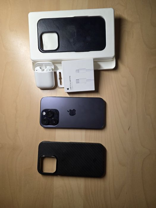 Iphone 14 pro purple, 256 GB, baterie 97% + casti airpods cadou